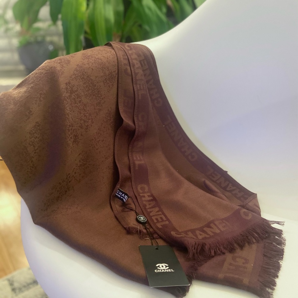 Wine color CHANEL scarf.